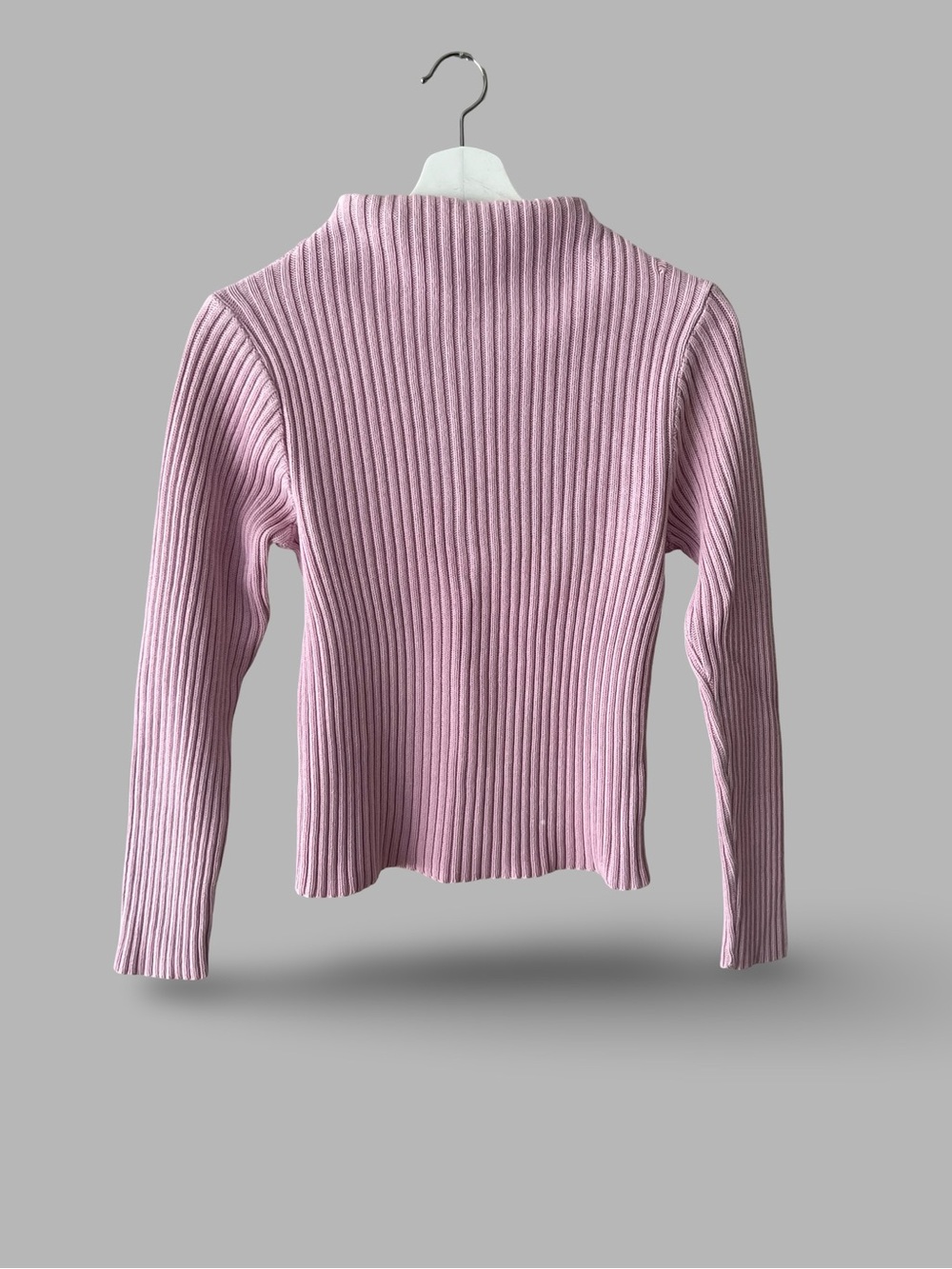 Vintage St. Johnโs Bay Ribbed Mock Cotton Sweater - Light Pink